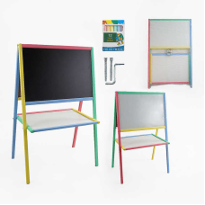 гр Мольберт 23775 великий - кольоровий, 64х43х100 см, двосторонній, набір крейди, в пакеті