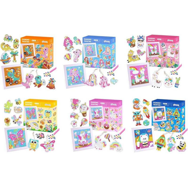 Алмазна мозаїка C 53020 (60) 6 видів, картина + наліпки, з брелком, в коробці, ВИДАЄТЬСЯ ТІЛЬКИ МІКС ВИДІВ