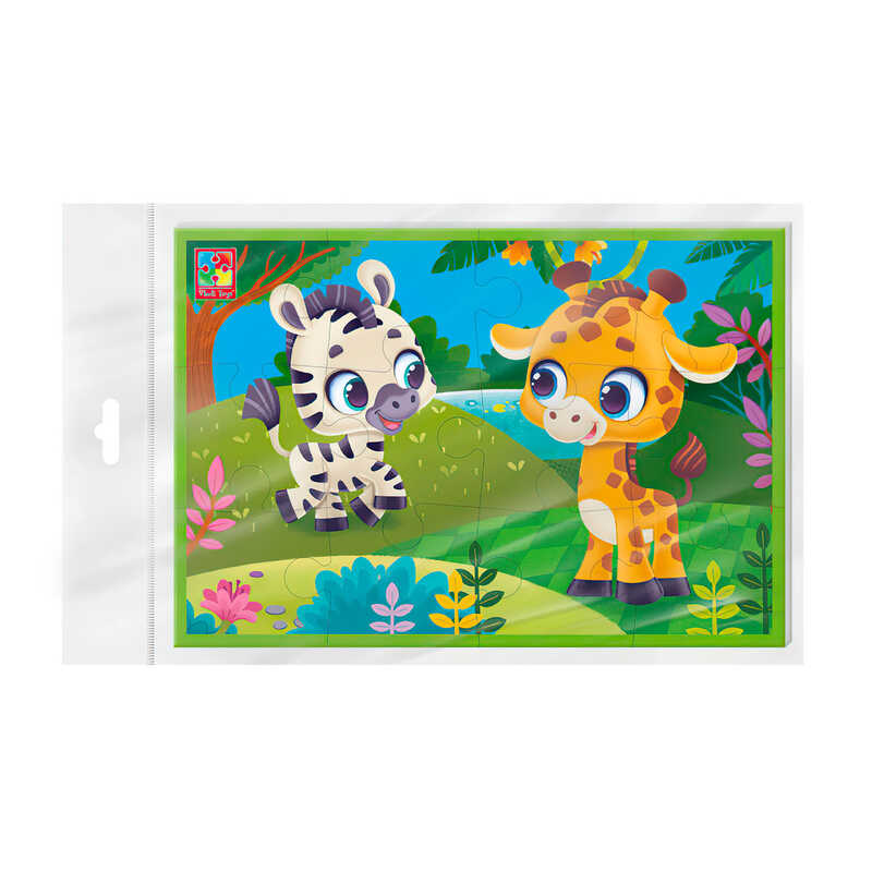 гр М’які пазли “Зебра та жираф“ A5 VT1104-21 (50) “Vladi Toys“, 12 елементів, у пакеті