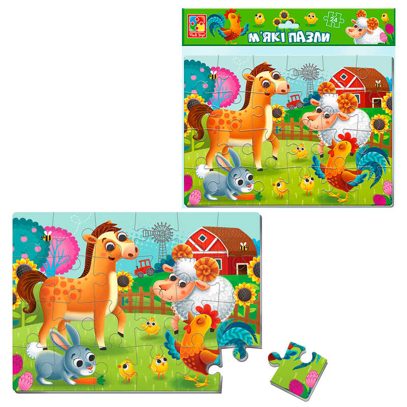 гр М’які пазли А4 “Ферма“ на 24 елементи VT1102-31 (50) “Vladi Toys“, в пакеті
