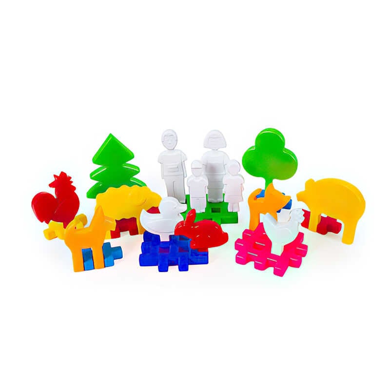 гр Набір “Ферма №2“ 115/16 (12) “BAMSIC“ 22 деталі, фігурки людей, фігурки тварин, у валізі