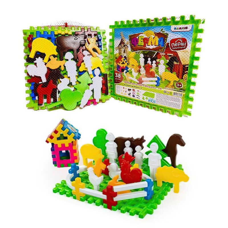 гр Набір “Ферма №4“ 115/18 (8) “BAMSIC“ 38 деталей, фігурки людей, фігурки тварин, в сітці