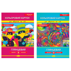 гр Набір двосторонього кольорового картону А4, 9 арк., 300г/м2 АП-1106 (20) “Апельсин“