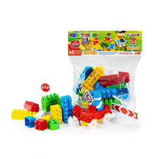 гр Конструктор “BAMSIBLOCK №0“ 115/7 (25) “BAMSIC“, 45 деталей, машинка, дорожні знаки, в пакеті