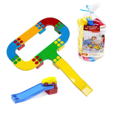 гр Ігровий конструктор “Кольорова дорога №1“ 114/22 (16) “BAMSIC“ 25 деталей, 2 машинки, дорожні знаки, в тубусі