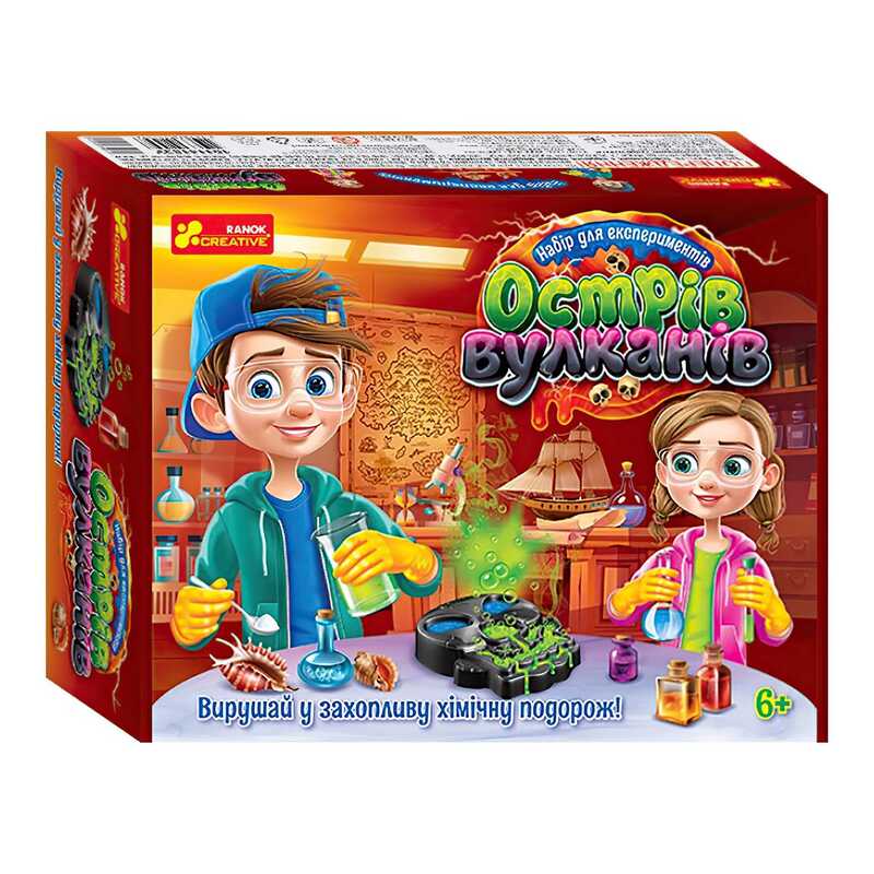 гр Набір для експерементів “Острів вулканів“ 10114153У (18) “Ранок“, 6 дослідів, в коробці