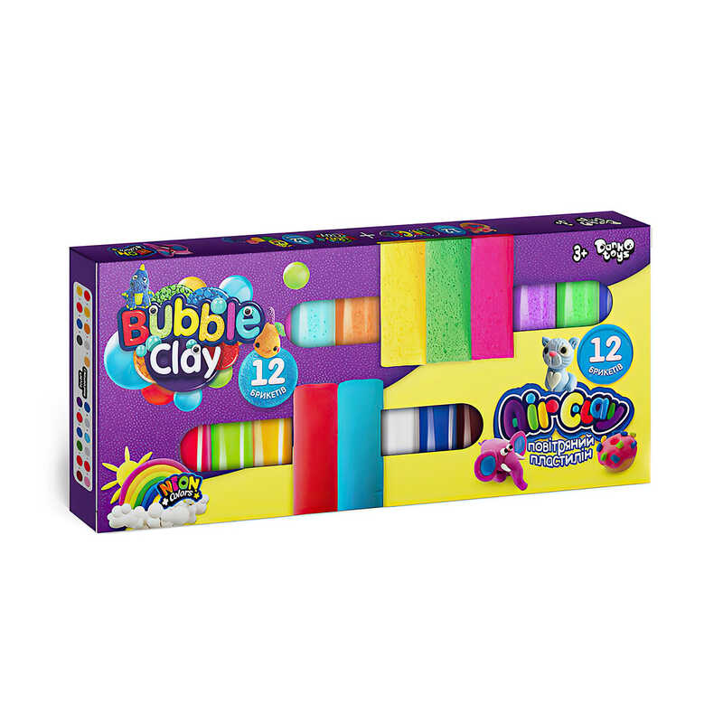 гр Набір для ліплення “Air clay + bubble clay“ ARBB-02-01U УКР. (12) “Danko Toys“