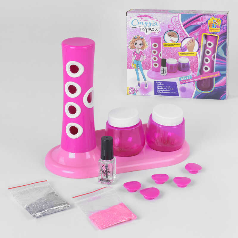 гр Набір для манікюру 37691 (12/2) “4FUN Game Club“, сушка для нігтів на батарейках, лак, блискітки, в коробці