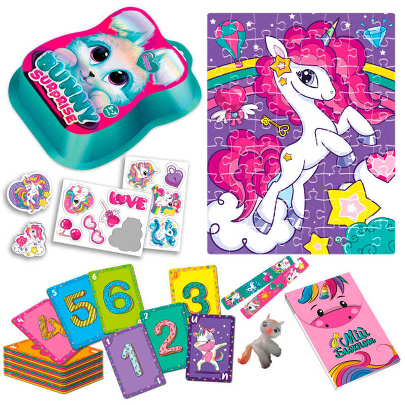 гр Набір для творчості “Bunny surprise“  VT 8080-14 (3) рожевий “Vladi Toys“, пазли, 50 карток, наліпки, іграшка на пальчик, блокнот, в коробці