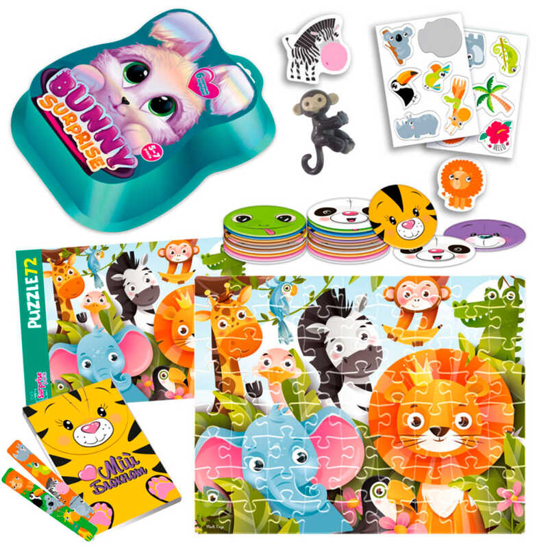 гр Набір для творчості “Bunny surprise“  VT 8080-15 (3) смарагдовий “Vladi Toys“, пазли, 50 карток, наліпки, іграшка на пальчик, блокнот, в коробці