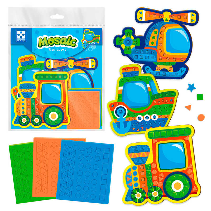 гр Набір для творчості “М`яка мозаїка. Транспорт“ VT4511-10 (укр) (24) “Vladi Toys“