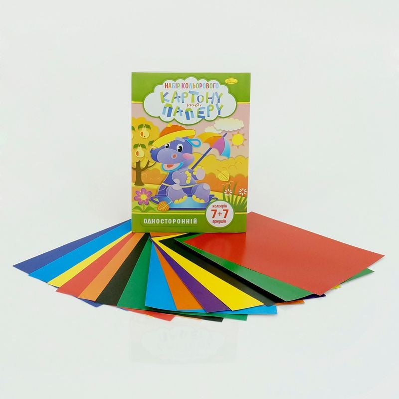 гр Набір кольорового картону  А4 7+7 аркушів НКП-А4-7 (30) “Апельсин“
