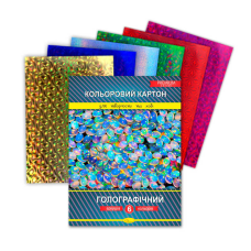 гр Набір кольорового картону “Голографічний“ А4, 6 листів ККГ-А4-6 (20) “Апельсин“