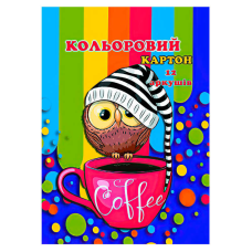 гр Набір кольорового картону 00004 “в рукаві“ (А4, 12 кольорів.) (1) 12 арк.