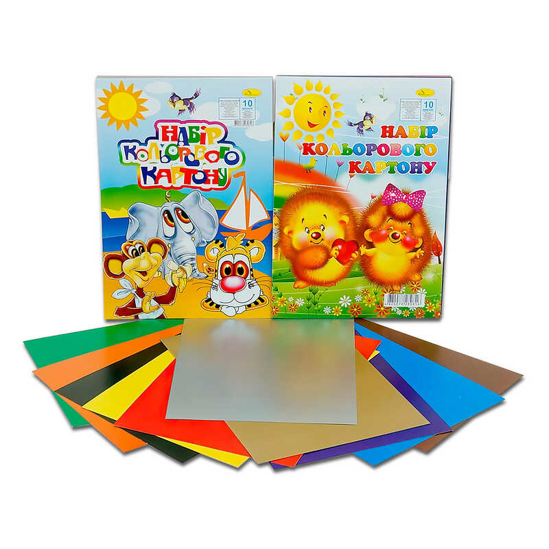 гр Набір кольорового картону А4 10 аркушів КК-А4-10 / АП-1104 (20) “Апельсин“