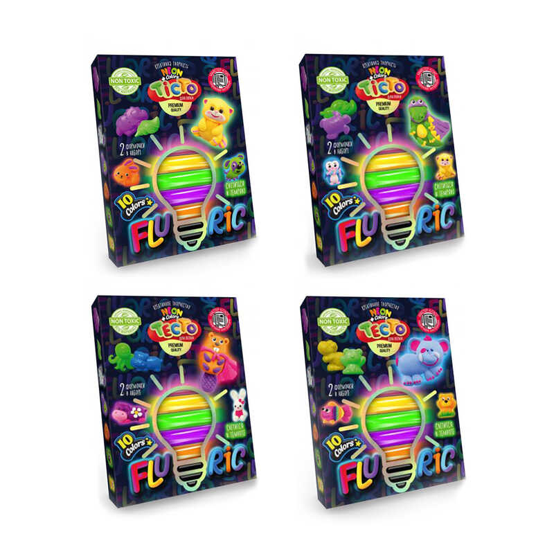 гр Тісто для ліплення “Fluoric“ TMD-FL10-01U,02U,03U,04U УКР. (16) “Danko Toys“, 10 кольорів
