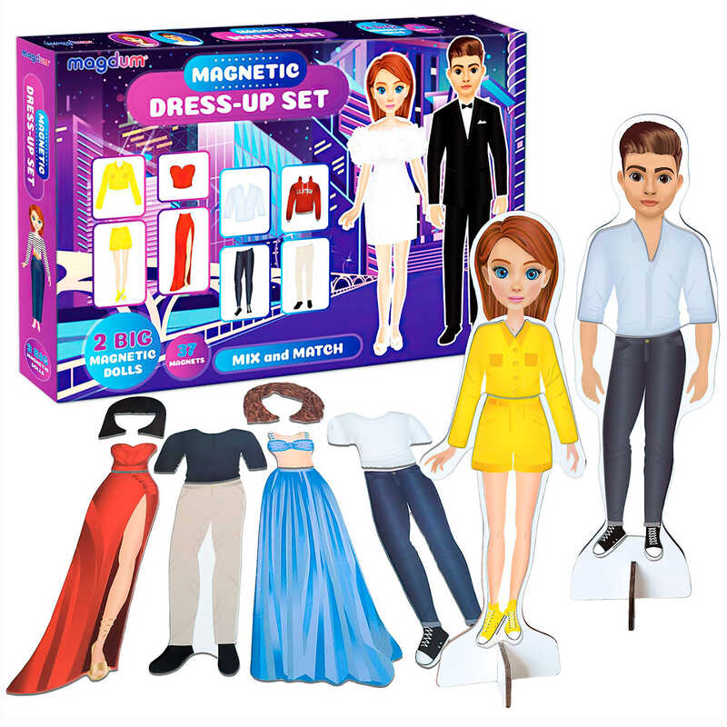 гр Набір магнітів “Fashion story“ ML4032-08 EN (10) “Magdum“, 37 магнітів, 2 магнітні ляльки, в коробці