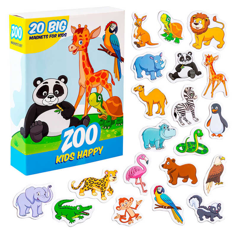 гр Набір магнітів “Kids Happy Zoo“ ML4031-01 EN (70) “Magdum“, англ. мова, в коробці
