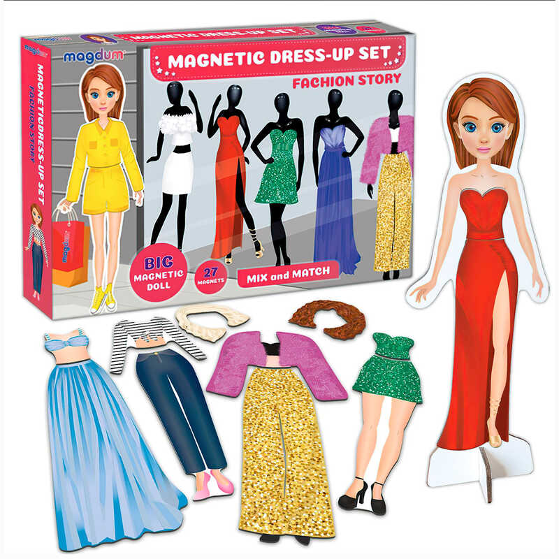 гр Набір магнітів “Magnetic dolls“ ML4032-09 EN (10) “Magdum“, 27 магнітів, магнітна лялька, підставка, в коробці