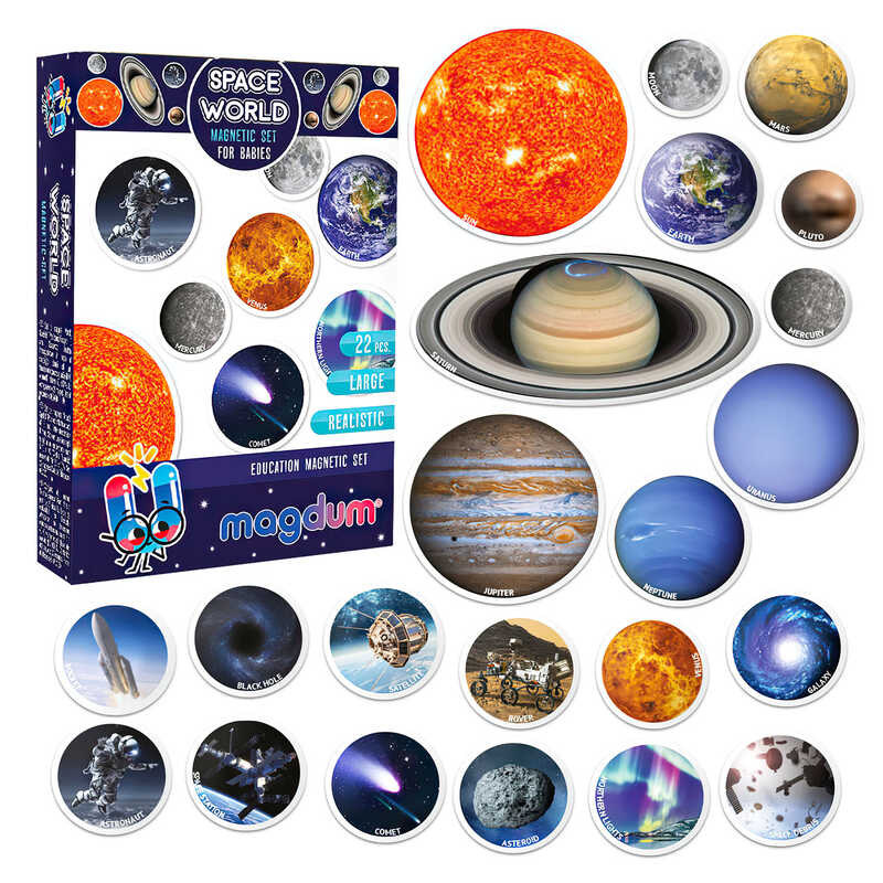 гр Набір магнітів “Space world“ ML4031-22 EN (70) “Magdum“, англ. мова, 22 магніти, в коробці