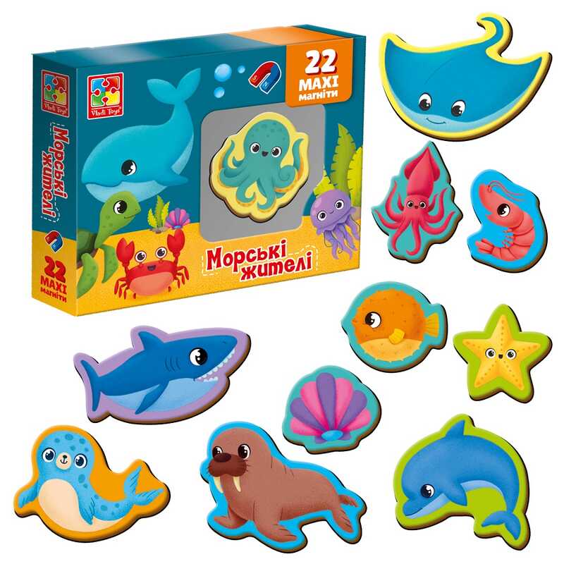 гр Набір магнітів “Морські мешканці“ VT 3106-27 укр (22) “Vladi Toys“
