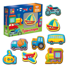 гр Набір магнітів “Транспорт“ VT 3106-26 укр (12) “Vladi Toys“, 17 елементів, в коробці
