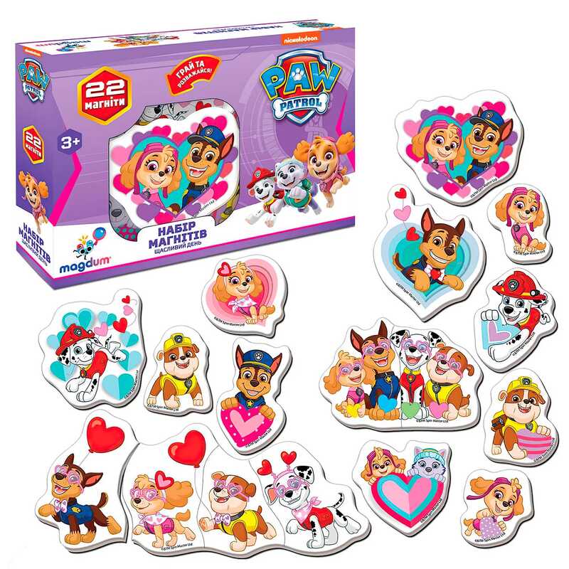 гр Набір магнітів ML 4034-04 “Щенячий патруль. Щасливий день“ (60) “Magdum“, 22 магніти, в коробці