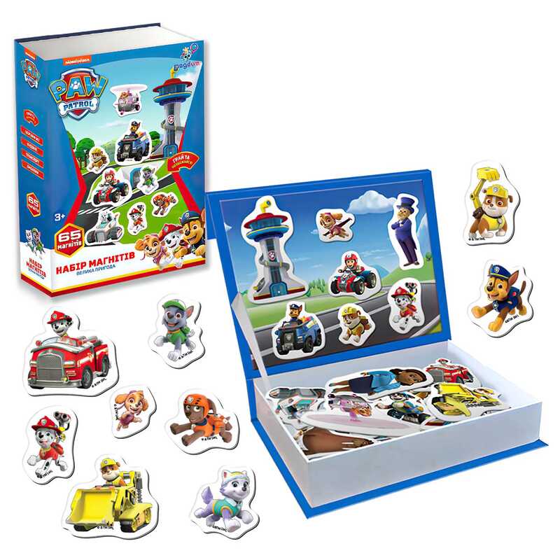 гр Набір магнітів ML 4034-15 “Магнітна історія. Щенячий патруль. Велика пригода“ (16) “Magdum“, 65 магнітів, в коробці