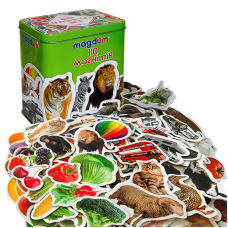 гр Набір магнітів ML4031-63 EN (16) “Magdum“, 110 елементів, тварини, транспорт, фрукти, в коробці