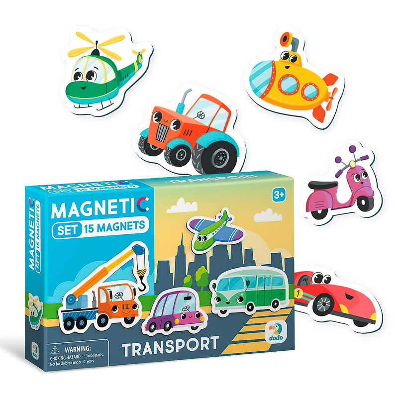 гр Набір магнітів Транспорт 200260 (24) “DoDo“, 15 магнітів, в коробці