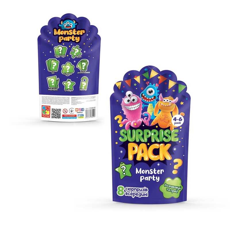 гр Набір сюрпризів “Surprise pack.Monster party“ VT 8080-03 (10) “Vladi Toys“