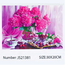 Алмазна мозаїка JS 21381 (50) “TK Group“, 20х30 см, “Букет півоній“, в коробці