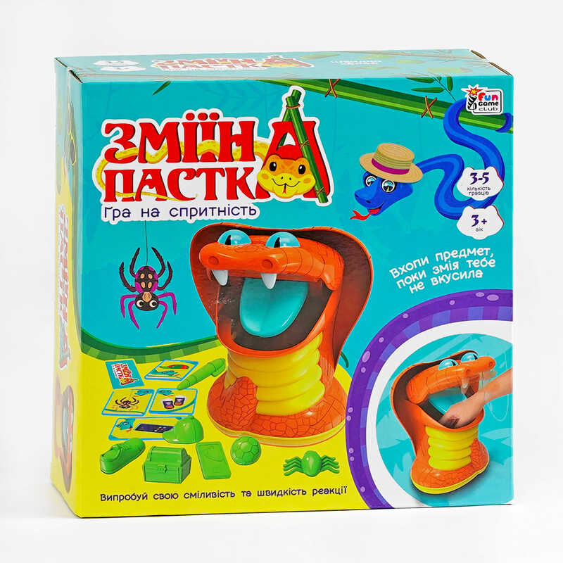 гр Настільна гра “Зміїна пастка“ 38265 (12) “4FUN Game Club“, ігрова платформа, 10 карток, 10 предметів, в коробці