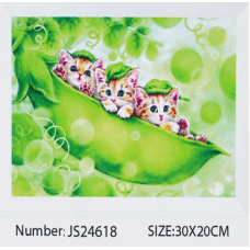 Алмазна мозаїка JS 24618 (50) “TK Group“, 20х30 см, “Коти Горошки“, в коробці