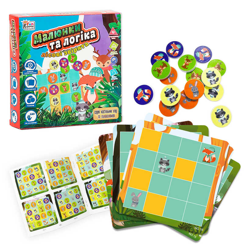 гр Настільна гра “Малюнки та логіка - Лісові звірята“ UKB-B 0032 (12) “4FUN Game Club“ українською мовою, в коробці