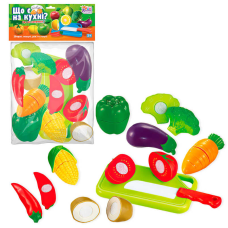 гр Овочі на липучках “Що є на кухні?” 65262 (192/2) “4FUN Game Club“, 10 елементів, обробна дошка, ніж, у пакеті