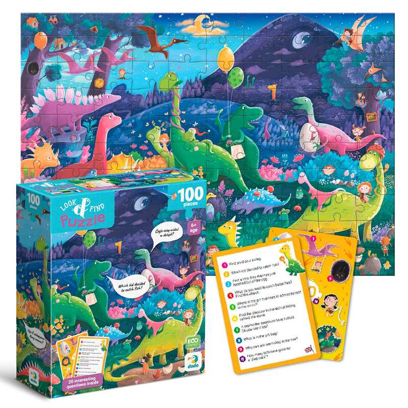 гр Пазл “Шукай та знаходь. Країна динозаврів“ 300669 (24) “DoDo“,100 елементів, 33х47 см, в коробці