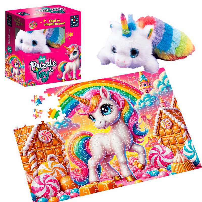гр Пазли “Єдиноріжка“ DT200-11 260 деталей (8) “Vladi Toys“, розмір пазла: 320*470 мм, м“яка іграшка, постер, у коробці