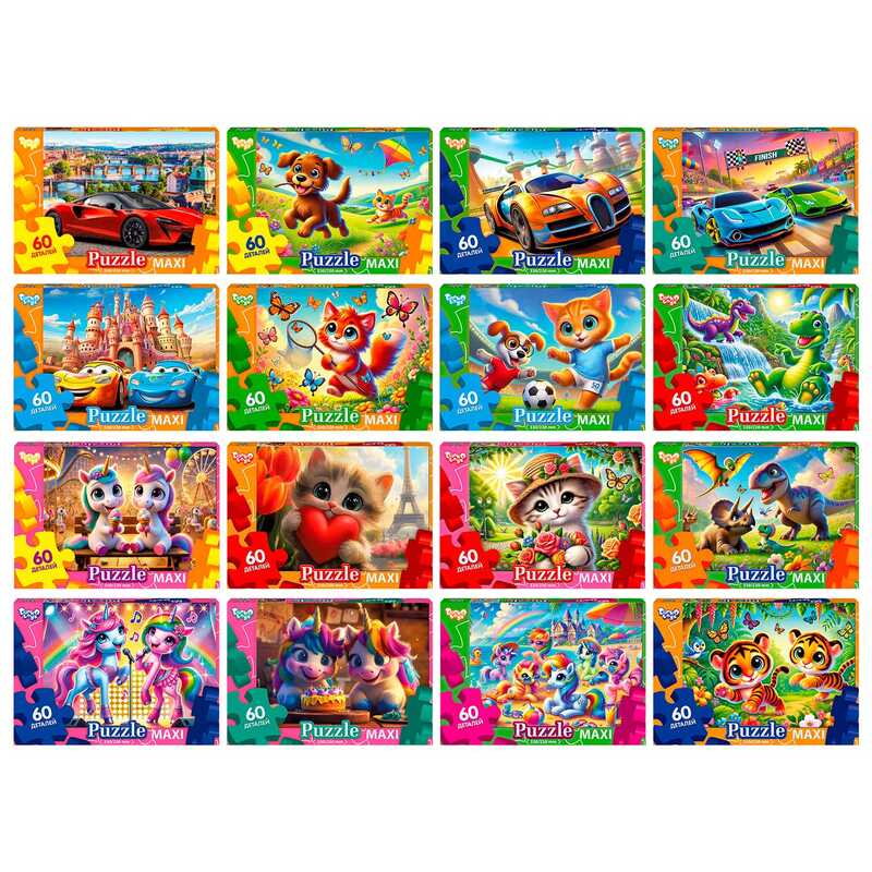 гр Пазли 60 ел. максі с.11 Mx60-11-01,02,03,04...16 (16) ВИДАЄТЬСЯ МІКС ВИДІВ “Danko Toys“