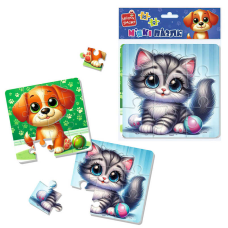 гр Пазли м`які А4 “Котик та песик“ VT1102-37 (24) “Vladi Toys“, 2 пазли, 9 і 16 елементів, у пакеті