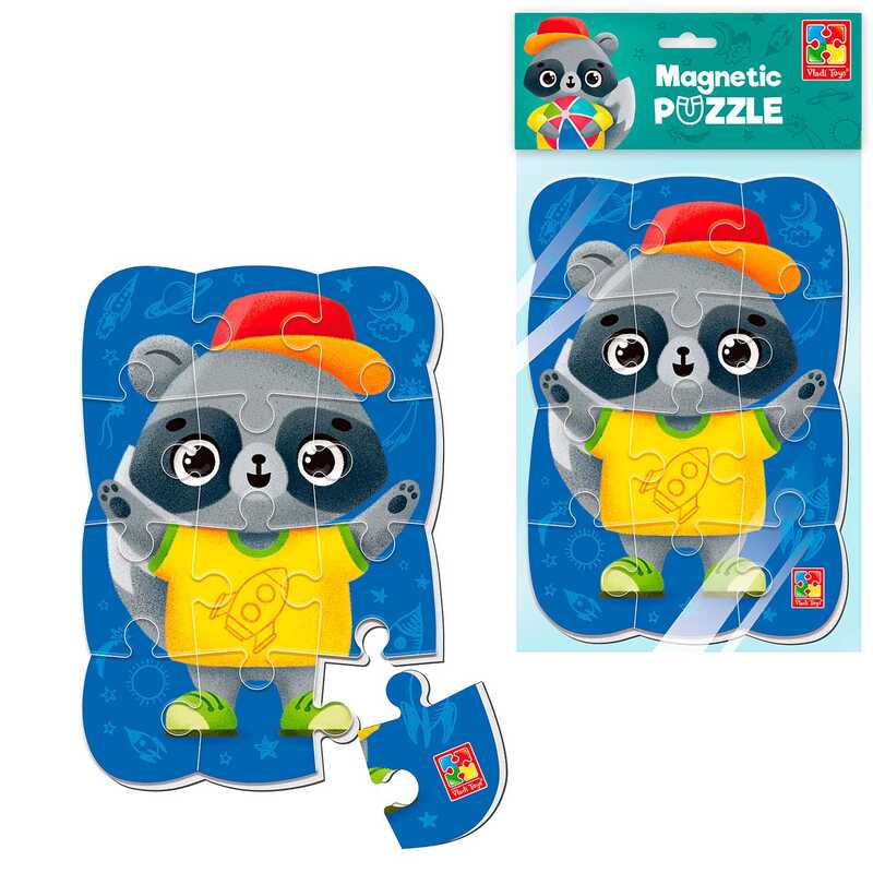 гр Пазли м’які магнітні А5 Малюк зможе “Єнот“ VT3205-91 (50) “Vladi Toys“