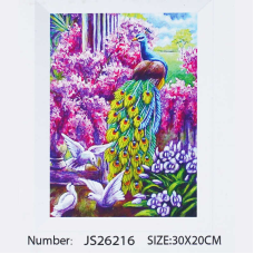 Алмазна мозаїка JS 26216 (50) “TK Group“, 20х30 см, “Павич у райському саду“, в коробці