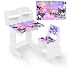 гр Парта шкільна “Фіолетовий кролик“ ПШ 063 (1) ЛДСП, колір біла, 69*45 см, + 1 стілець, з пеналом