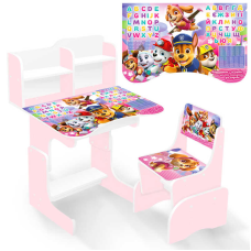 гр Парта шкільна “Цуценята“ ПШ 060 (1) ЛДСП, сакура, 69*45 см, + 1 стілець, з пеналом