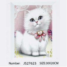 Алмазна мозаїка JS 27623 (50) “TK Group“, “Біле кошеня”, 20х30 см, в коробці