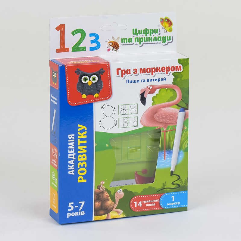 гр Пиши і витирай “Цифри“ укр. - VT 5010-14 (24) “Vladi Toys“, 14 карточок, маркер
