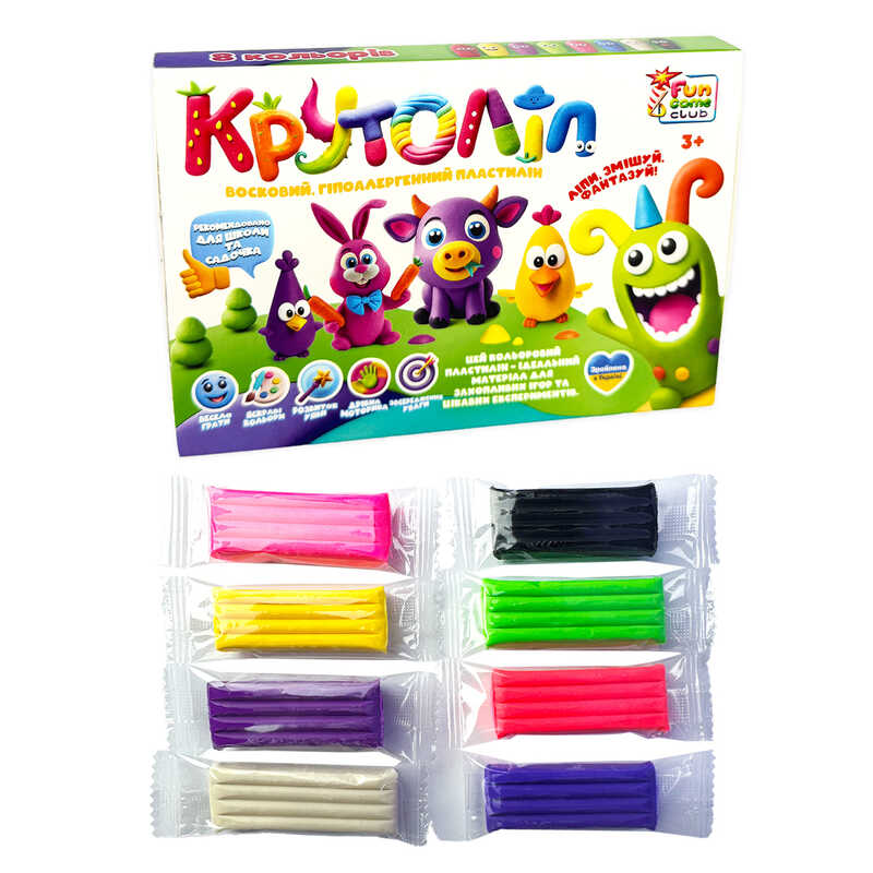 гр Пластилін восковий 49196 8 неонових кольорів (16) “4FUN Game Club“ в коробці