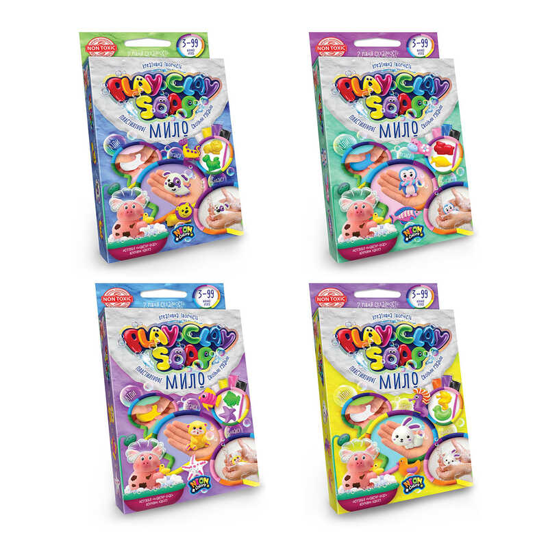 гр Пластилінове мило “PLAY CLAY SOAP“ малий PCS-02-01U,02U,03U,04U УКР. (32) “Danko Toys“