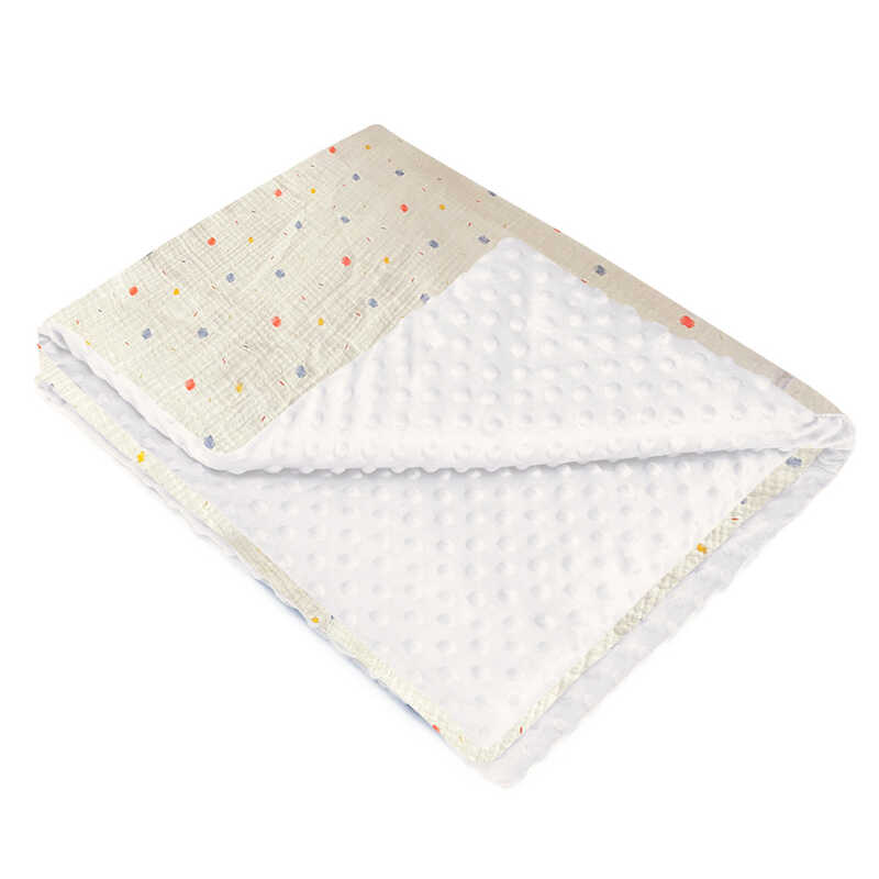 гр Плед літній для немовлят 89729 (1) тканина ПЛЮШ МІНКІ, МУСЛІН, розмір 100*70 см “Bimbo“