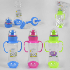 гр Пляшечка для годування 43879 (120) з силіконовою соскою, “BIMBO“, 260 мл, 3 кольори, пластик, 1шт в пакеті